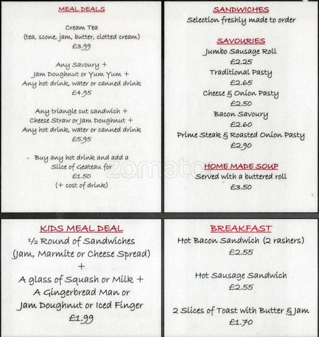 Coughlans Bakery Menu, Menu for Coughlans Bakery, West Wickham, London