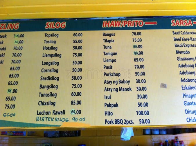 Menu at Zamboanga's Barbeque, Quezon City