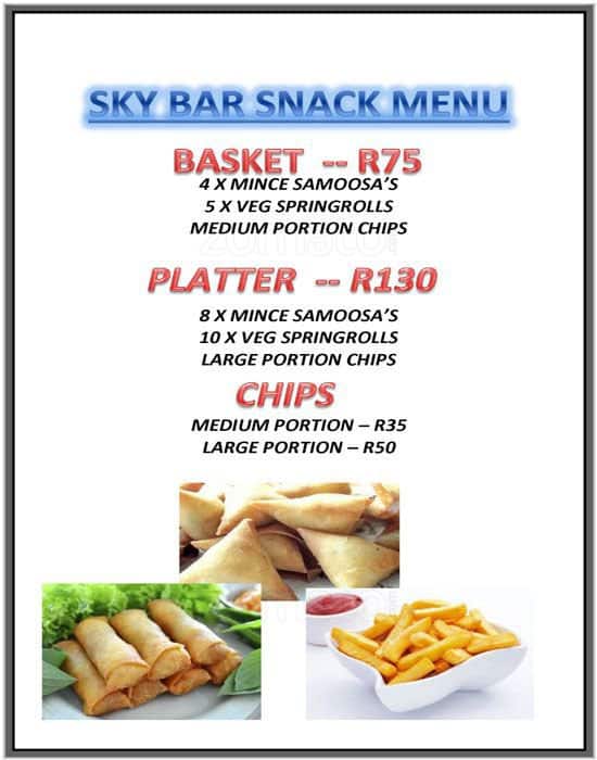 Speisekarte von Sky Bar, Kapstadt, Napier Street
