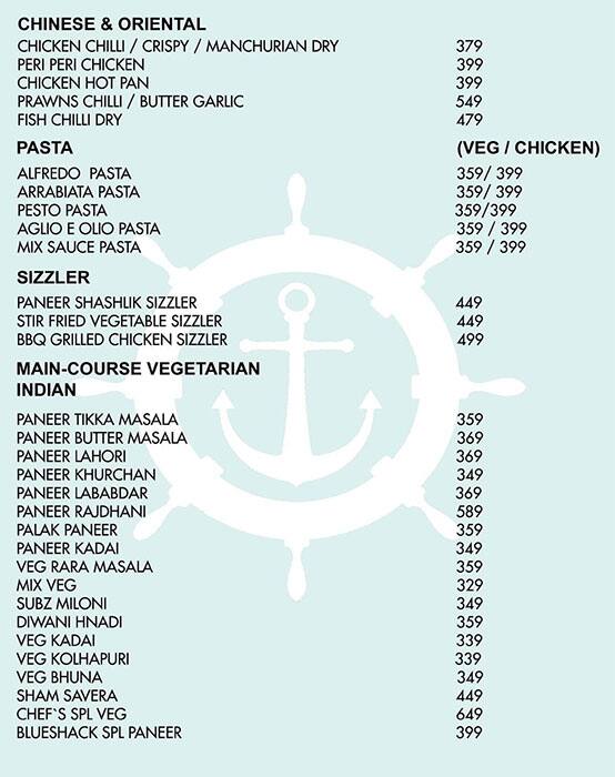 Blue Shack menu