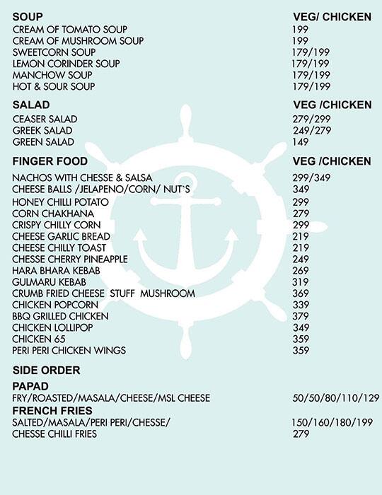 Blue Shack menu