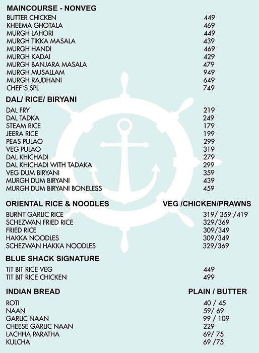 Blue Shack menu