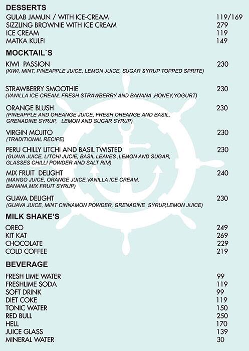 Blue Shack menu