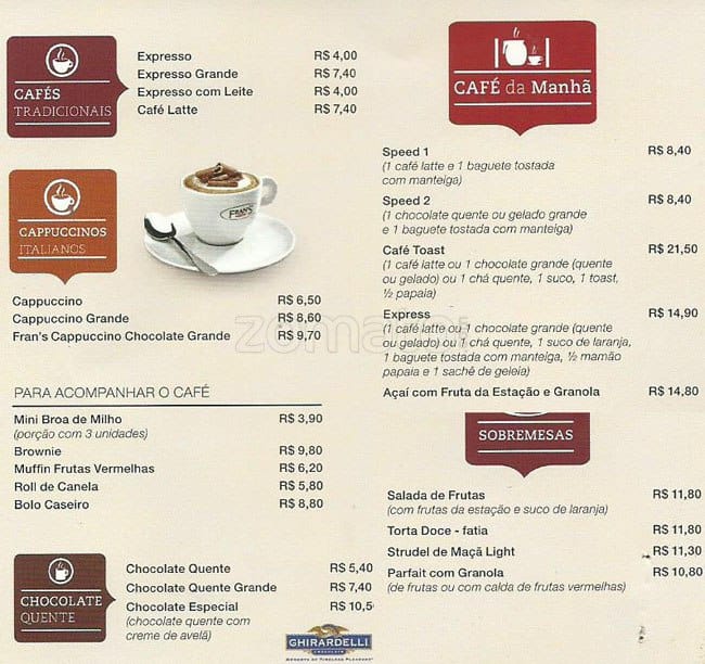 Fran's Café cardápio