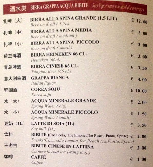 Menu di Nuova Viscontea 