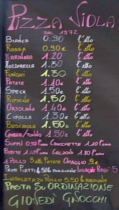 Menu di Pizzeria Viola Roma 