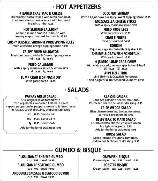 Pappadeaux Menu With Prices