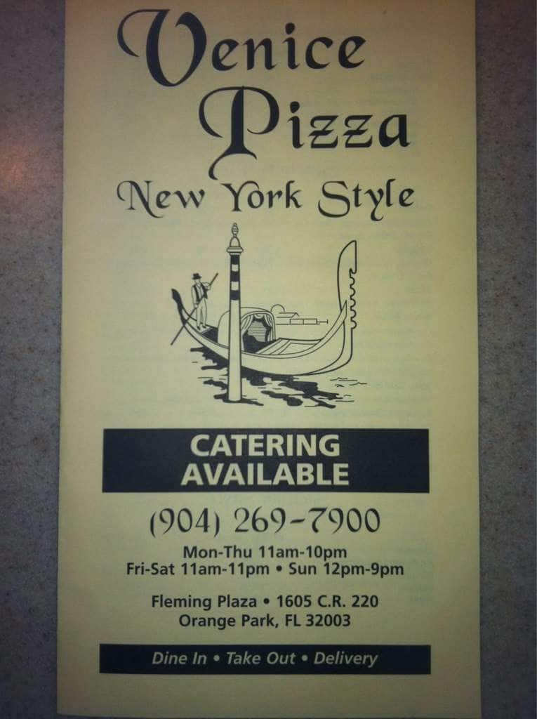 Venice Pizza Menu, Menu for Venice Pizza, Fleming Island, Jacksonville