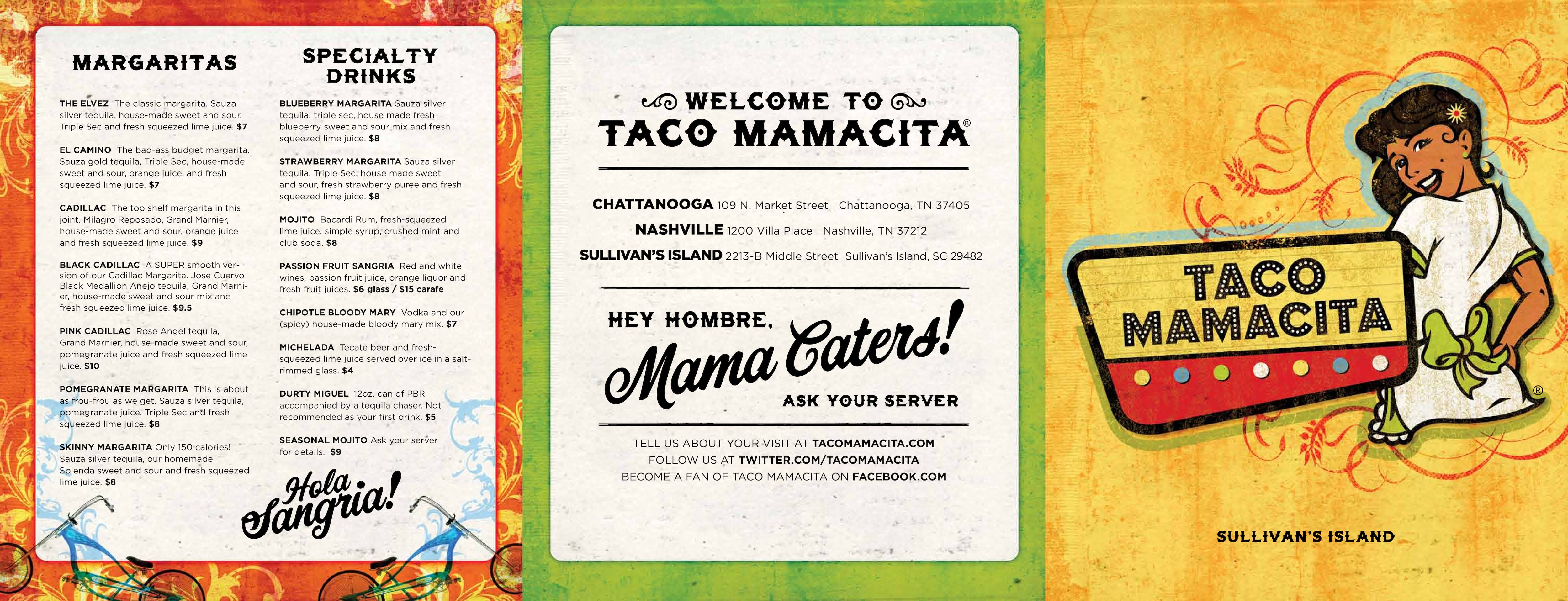  Taco  Mamacita  Menu Menu for Taco  Mamacita  Chattanooga 