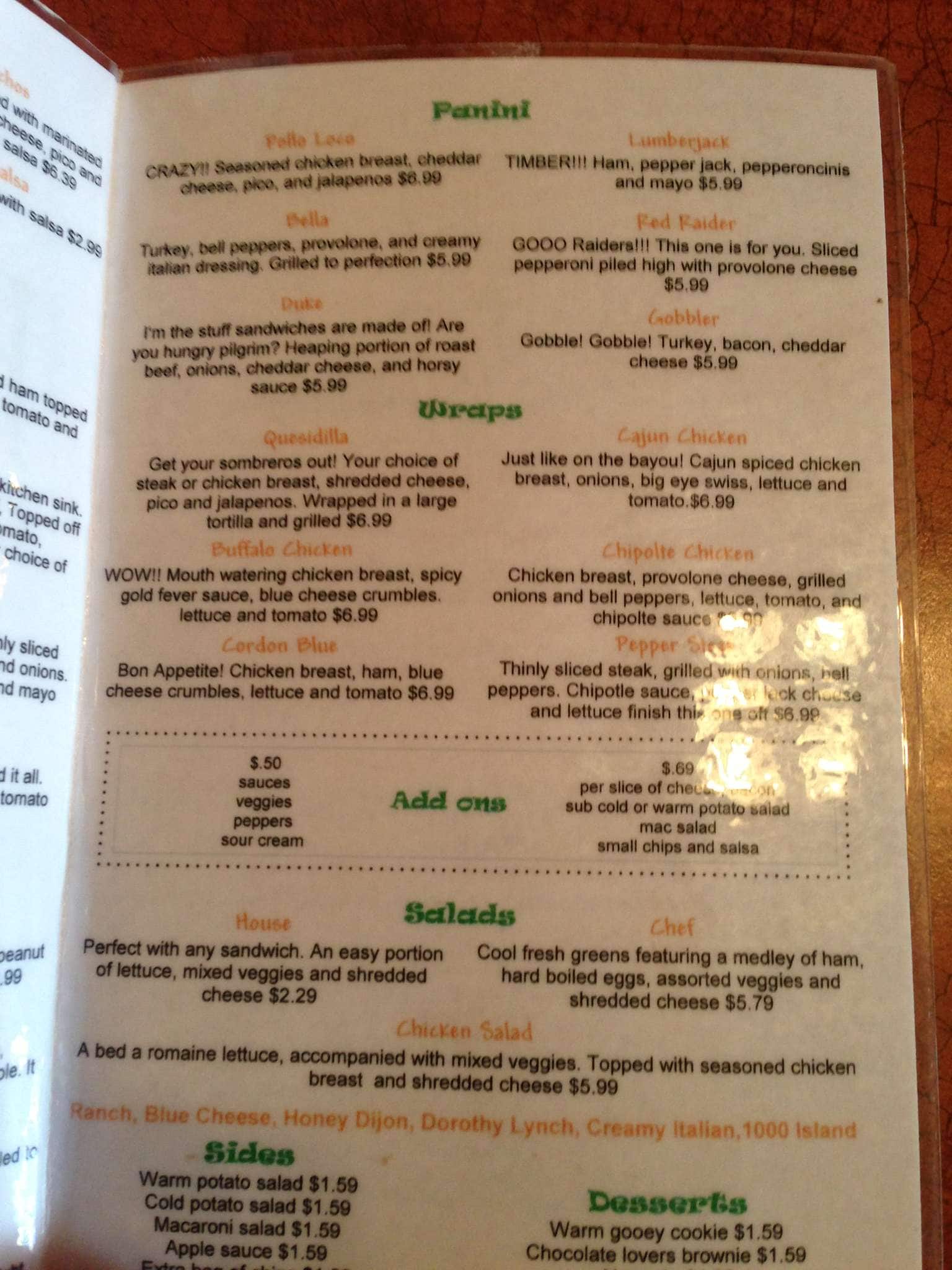 Menu at Barleycorns, Wamego, 410 Lincoln Ave