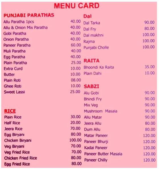 Punjabi Cravings menu
