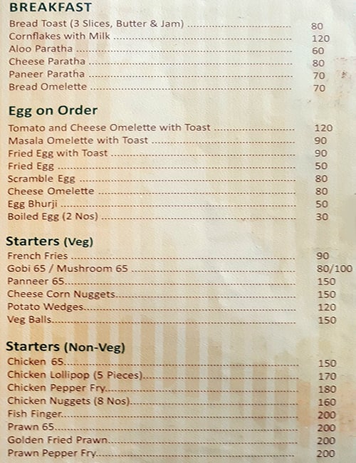 Jeffi Restaurant menu