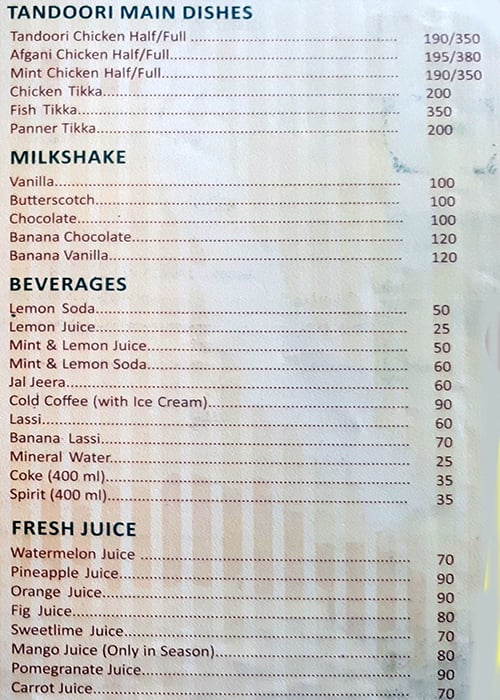 Jeffi Restaurant menu