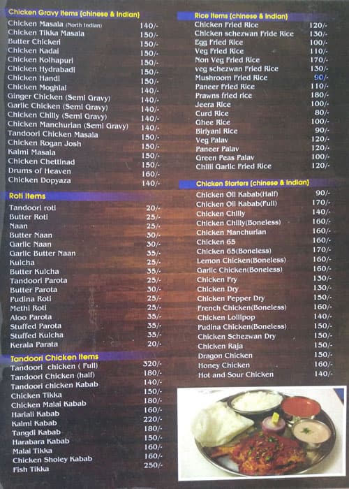 KARAVALI KOLIMANE (seafood , Tandoori, Chinese n Indian FAMILY Resto) menu