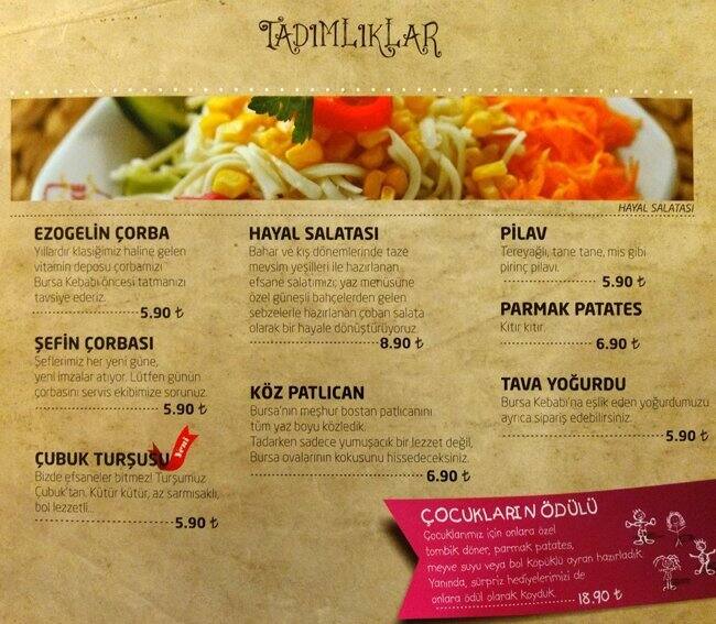 Bursa Kebap Evi a İstanbul Foto del Menu con Prezzi Zomato Turchia