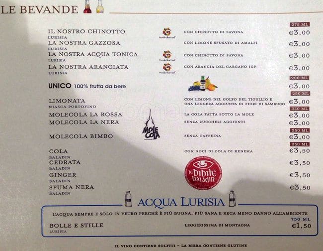 Menu di Il Ristorante della Pasta e della Pizza 