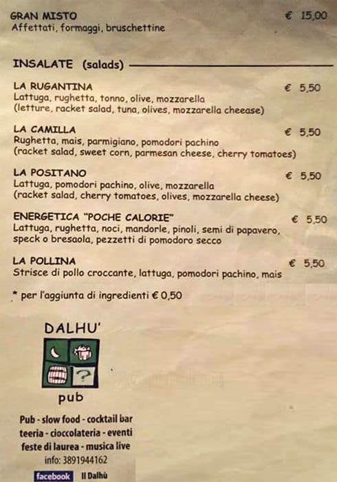 Menu di Dalhù 