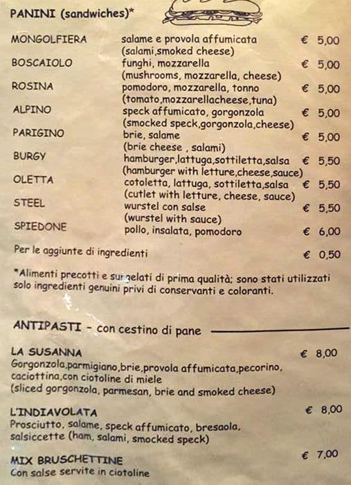 Menu di Dalhù 