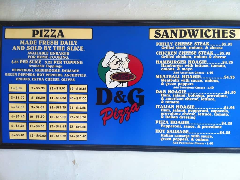 D & G Pizza Menu,Menú para D & G Pizza, Beaver Falls, Pittsburgh