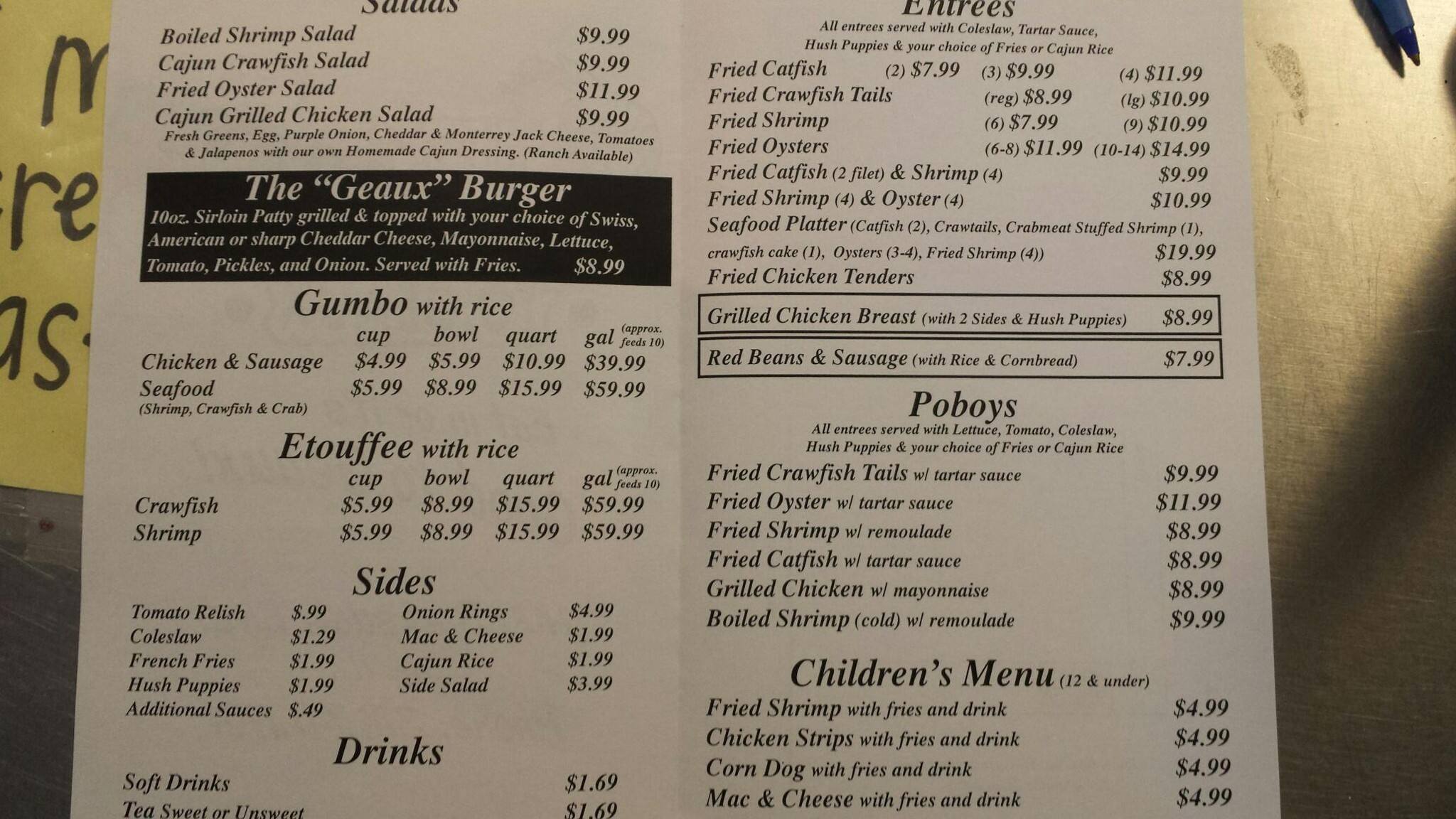 Gumbo to Geaux Menu, Menu for Gumbo to Geaux, Bossier City, Shreveport
