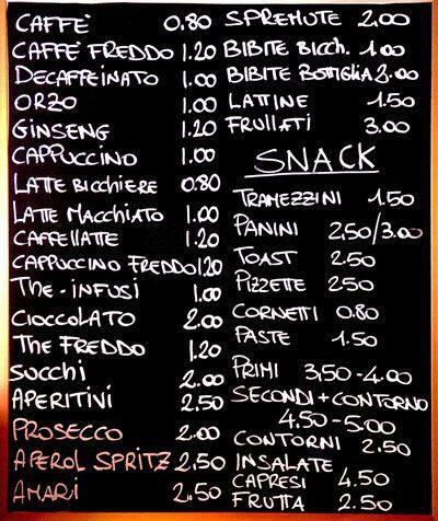 Menu de L'Angolo Bar di Tagliaro Pablo & C.