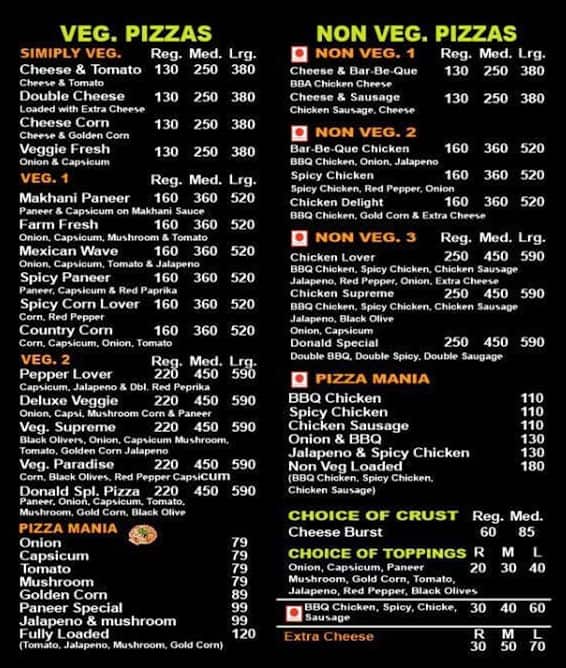 Forever Favourite menu