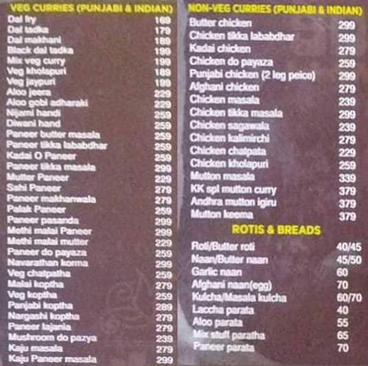 Menu of Kanchukota Family Resturant, Kukatpally, Hyderabad