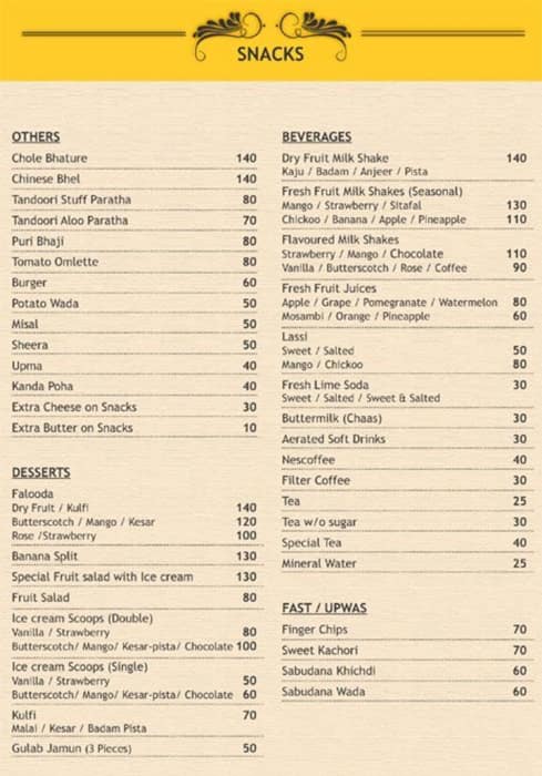 Kamaths Govindashram - Dombivli menu
