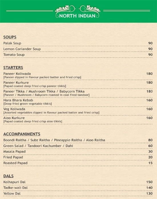 Kamaths Govindashram - Dombivli menu