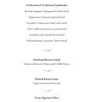 Thames Foyer Savoy Hotel Menu