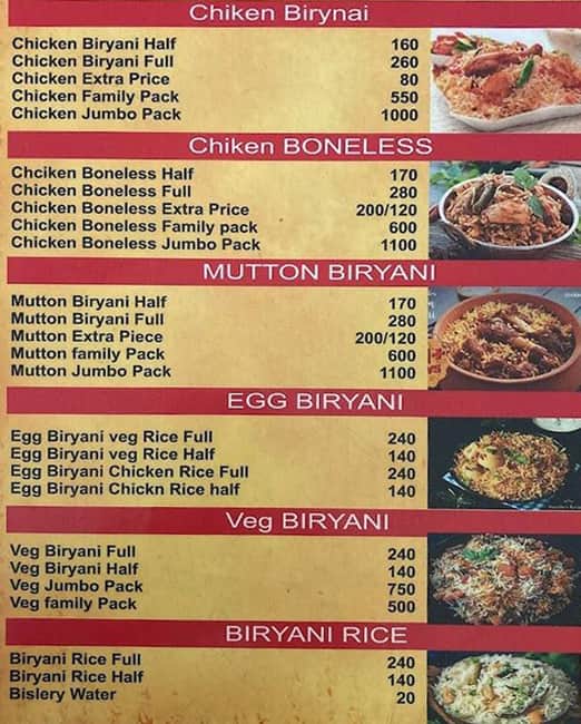 A1 Biryani House menu