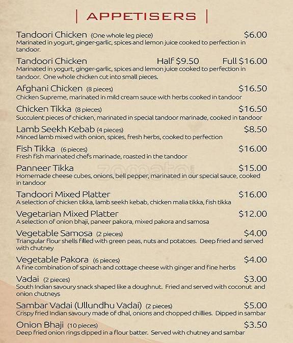 Chilli India Menu, Menu for Chilli India, Dinsdale, Hamilton