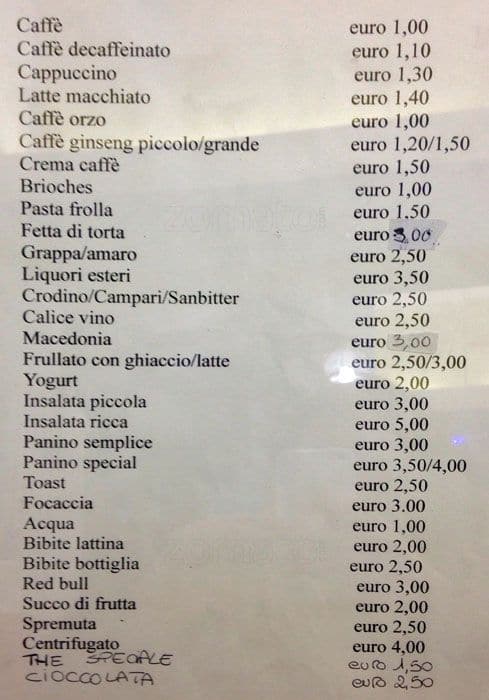 Menu di Leo Bar 
