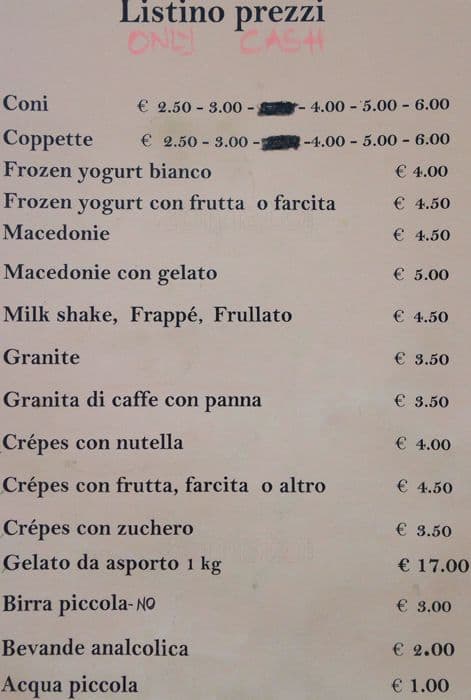 Menu di Blue Ice Roma Alessandrino 