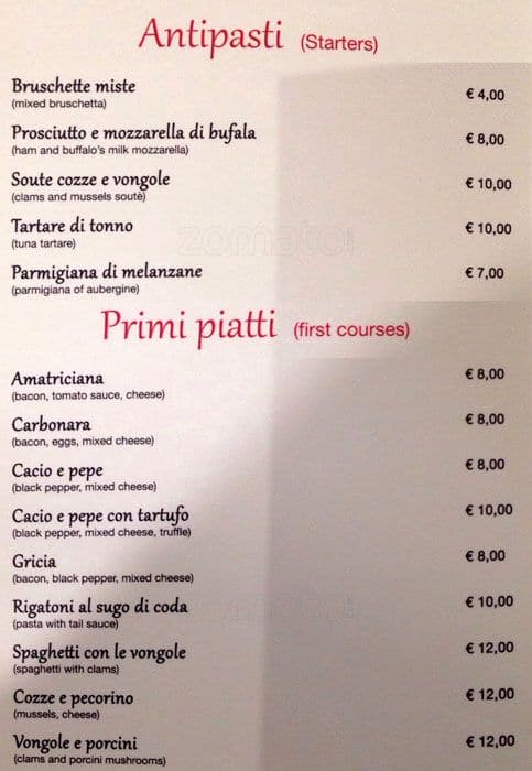 Menu di Osteria 41 