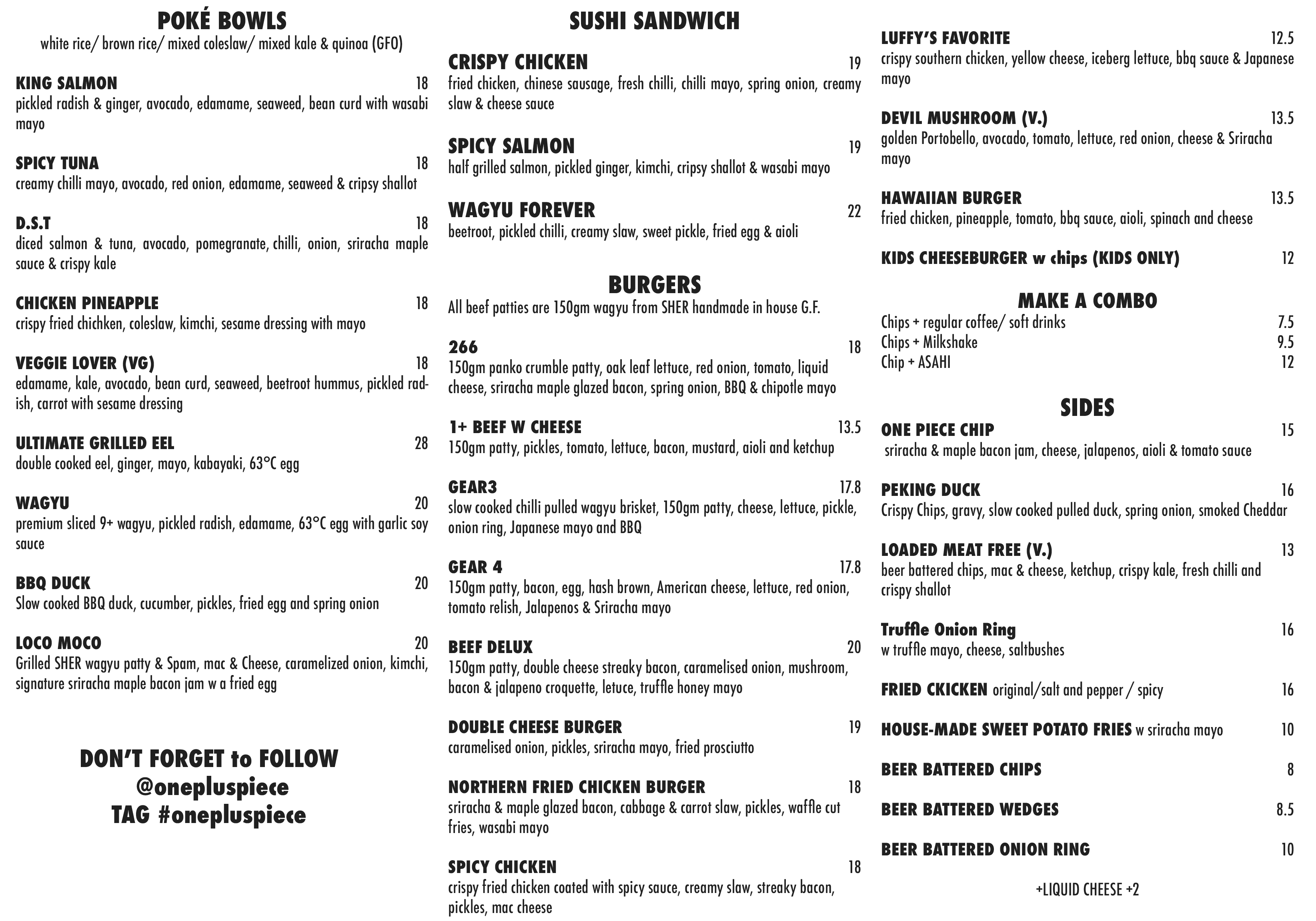 One Plus Piece Menu Menu For One Plus Piece Balwyn Melbourne One Plus Piece Menu Menu For One Plus Piece Balwyn Melbourne