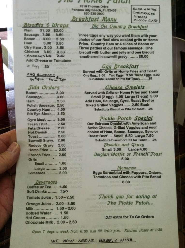 Pickle Patch Restaurant Menu, Menu for Pickle Patch