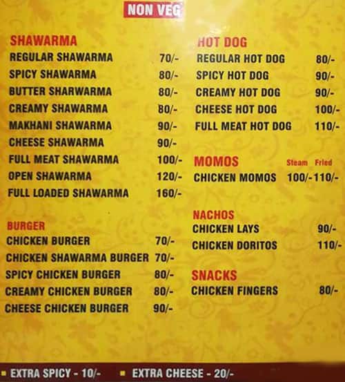 Shawarmaji menu