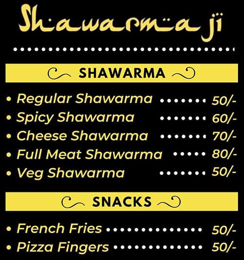 Shawarmaji menu