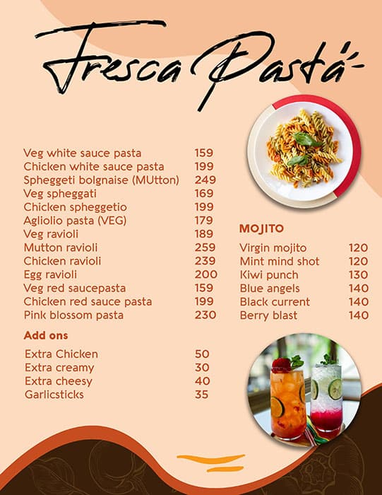 Menu of Fresca Pasta, Vanasthalipuram, Hyderabad