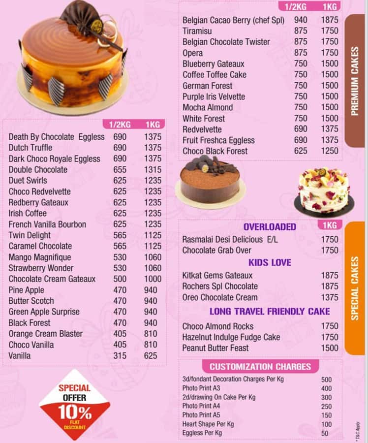 Menu of Chef Bakers, Whitefield, Bangalore