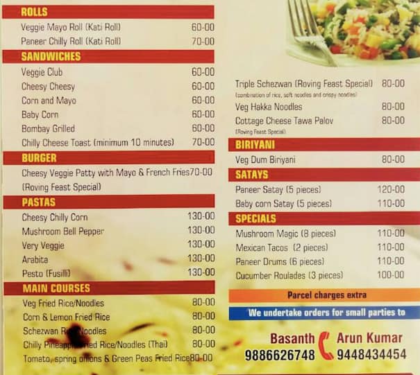 Basanth's Roving Feast menu