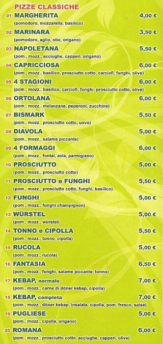 Menu di Fantasia Kebab 