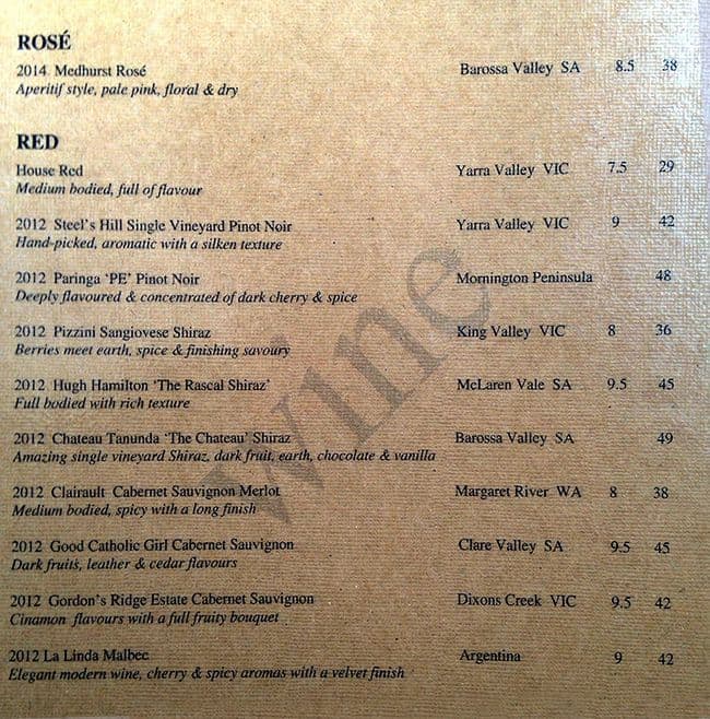 Menu at Grape & Hop Wine Bar, Montmorency