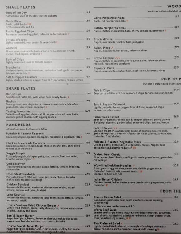 Menu at Groove Train restaurant, Geelong