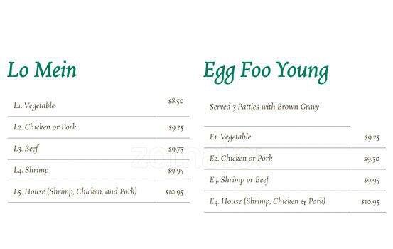 Menu at Chin Chin Chinese restaurant, Peachtree City