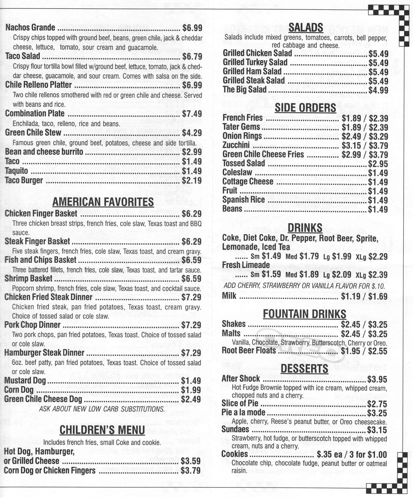 Menu at Hurricane's Cafe, Albuquerque, Lomas Blvd NE