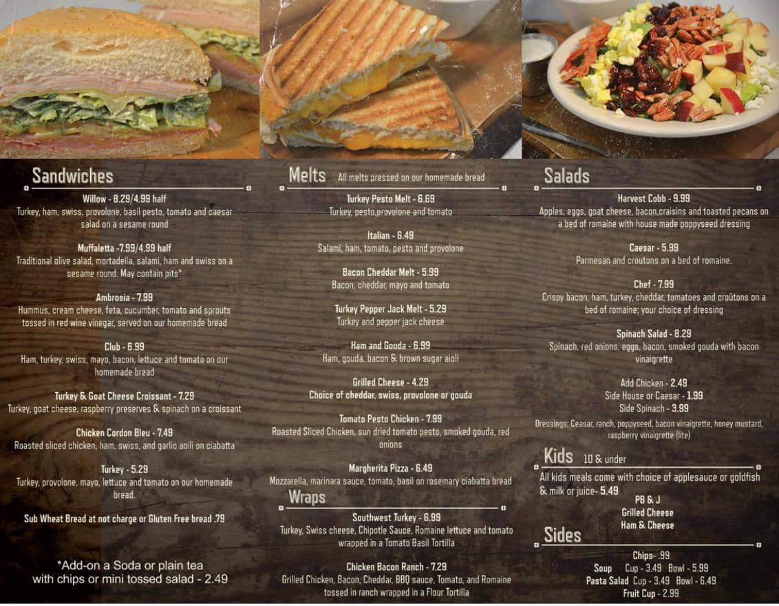 Weeping Willow Cafe Menu, Menu for Weeping Willow Cafe, Thibodaux