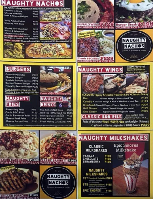 Naughty Nachos Menu, Menu for Naughty Nachos, Teachers Village, Quezon ...