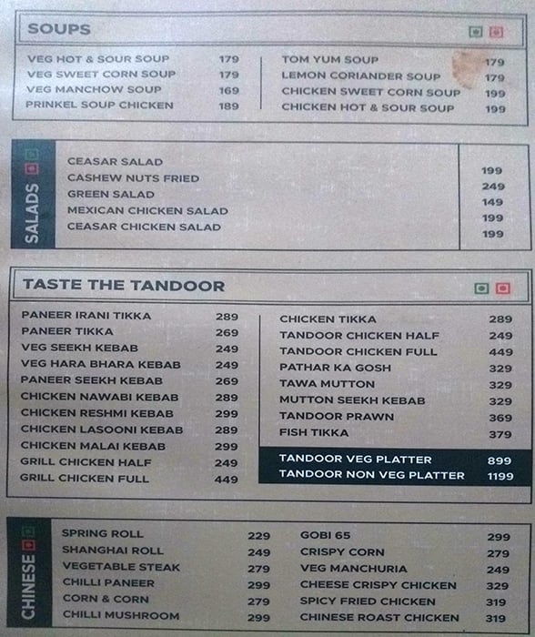 Menu of Moon Bean, Malakpet, Hyderabad